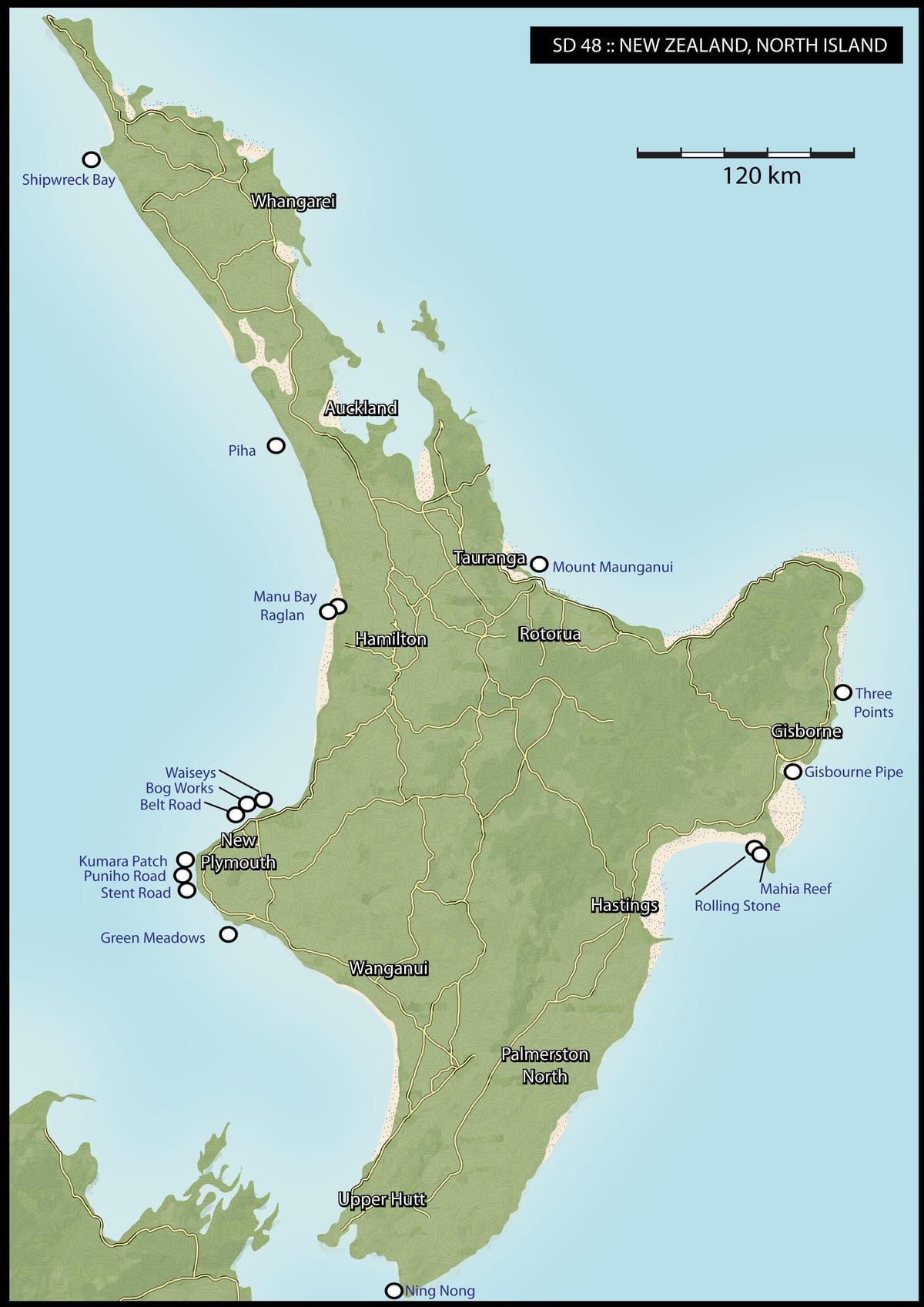 வரைபடம் நியூசிலாந்து சர்ஃப்