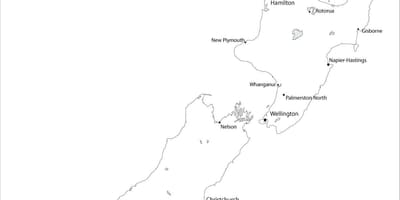 வரைபடம் நியூசிலாந்து கருப்பு மற்றும் வெள்ளை